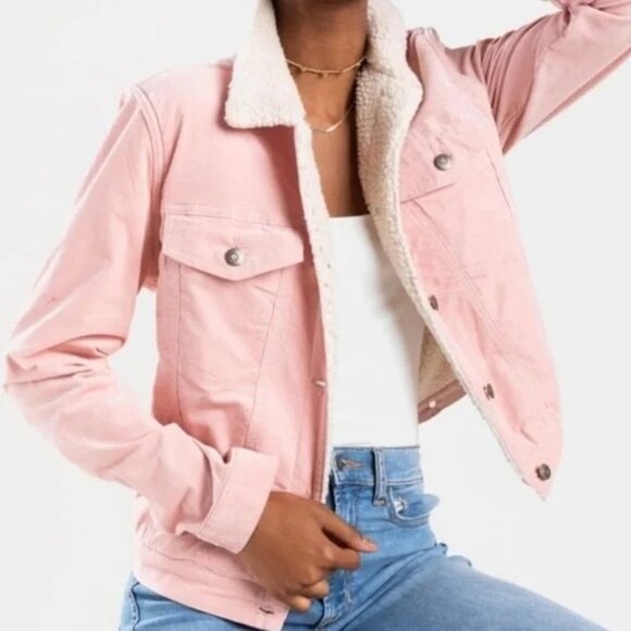 Harper Heritage Jackets & Blazers - Harper Heritage Francesca's Pink Soft Corduroy Sherpa Lined Jacket M